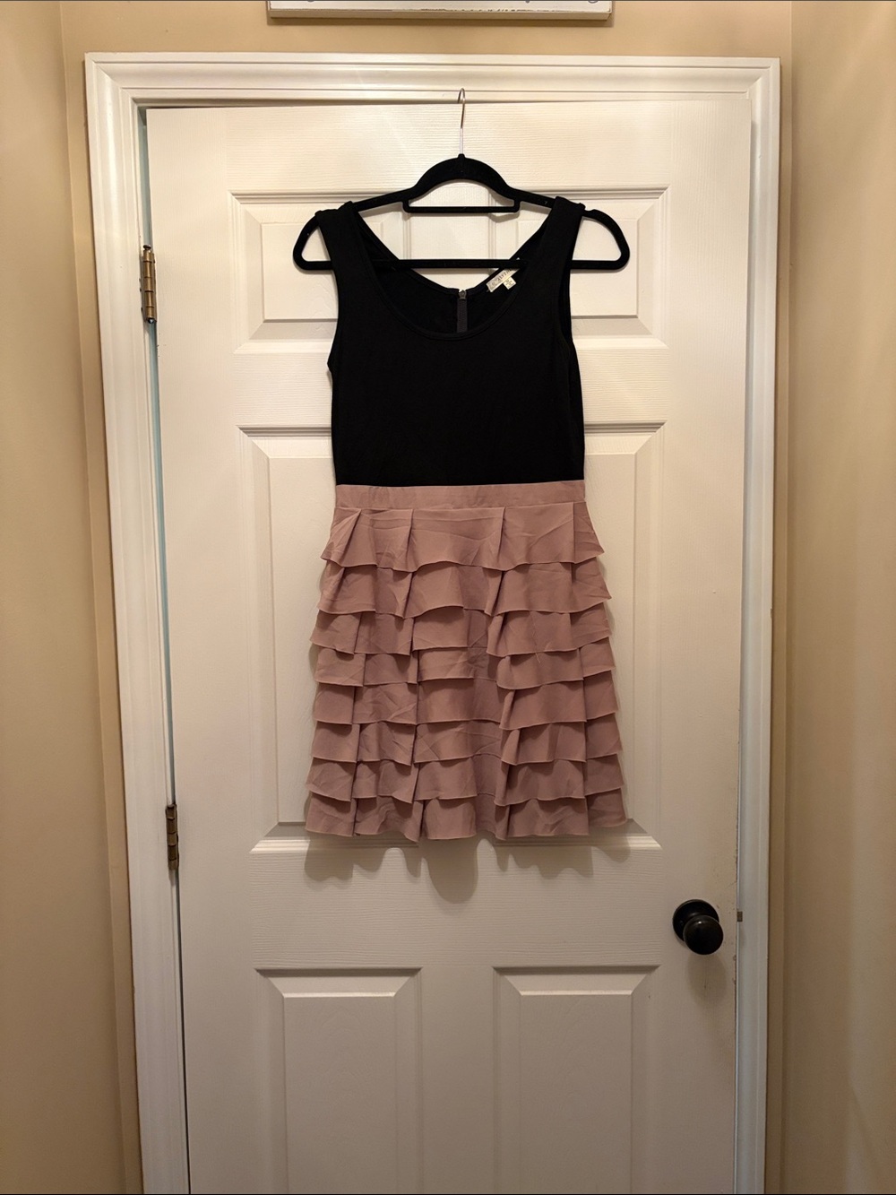 Alythea Black & Blush Pink Ruffle Skirt Dress